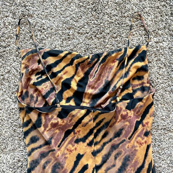 NWT WAYF Cowl Neck Side Ruche Tiger Print Dress Size L Glam Modern Luxe Cocktail - Picture 5 of 9
